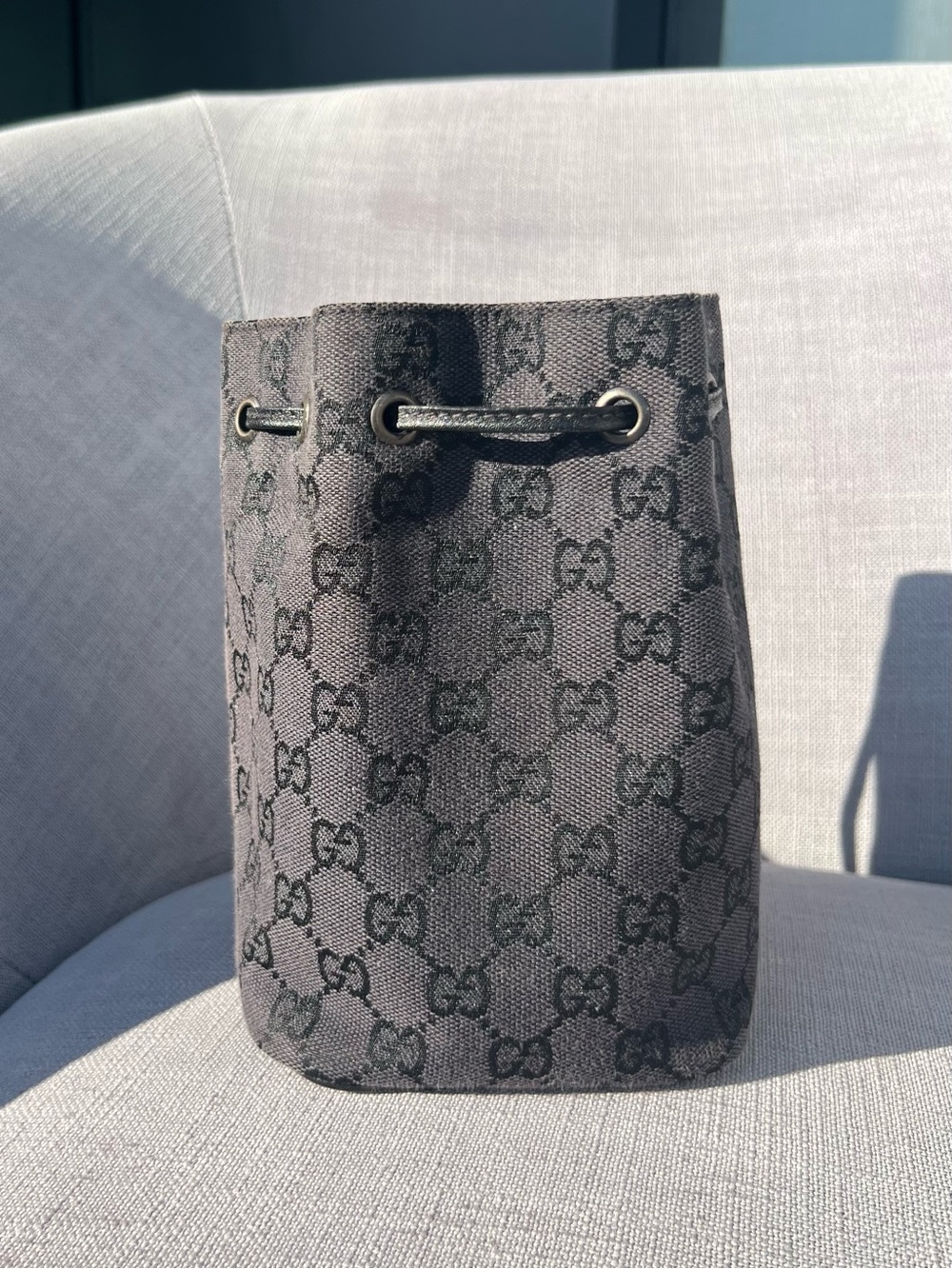 Gucci GG Canvas Drawstring Pouch grey